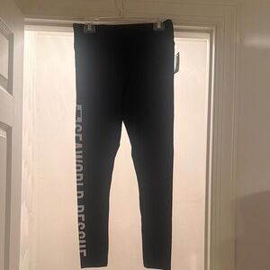 Seaworld Rescue Sleek Black Leggings with Bold Side Text